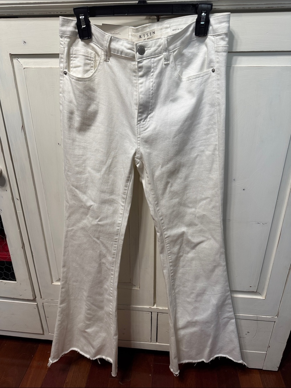 Risen White Mid-Rise Flare Jeans